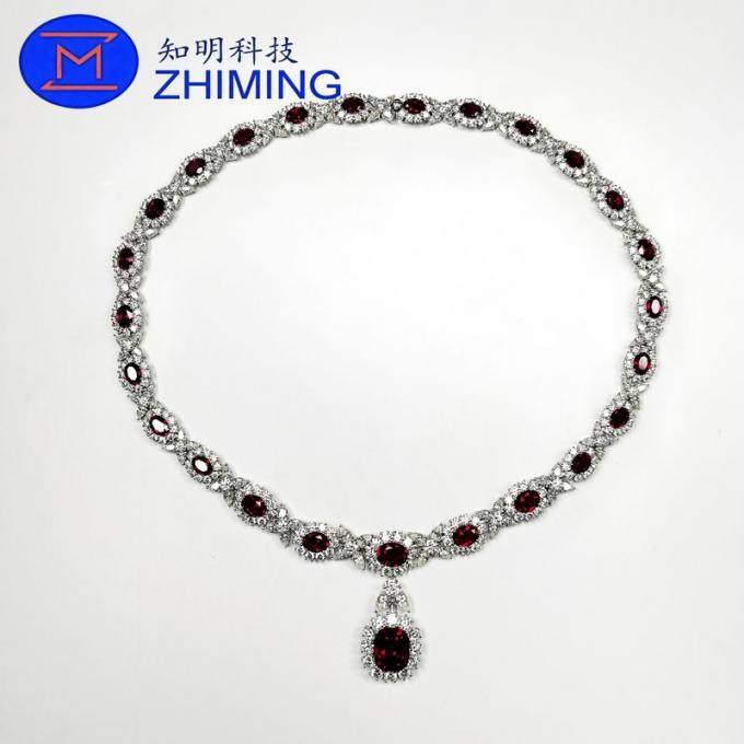Lab-Created Pigeon Blood Red Sapphire Necklace – Customizable Sizes, Exquisite Cut