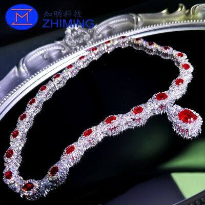 عقد ياقوت أحمر دم الحمام من صنع المختبر – أحجام قابلة للتخصيص، قص رائع